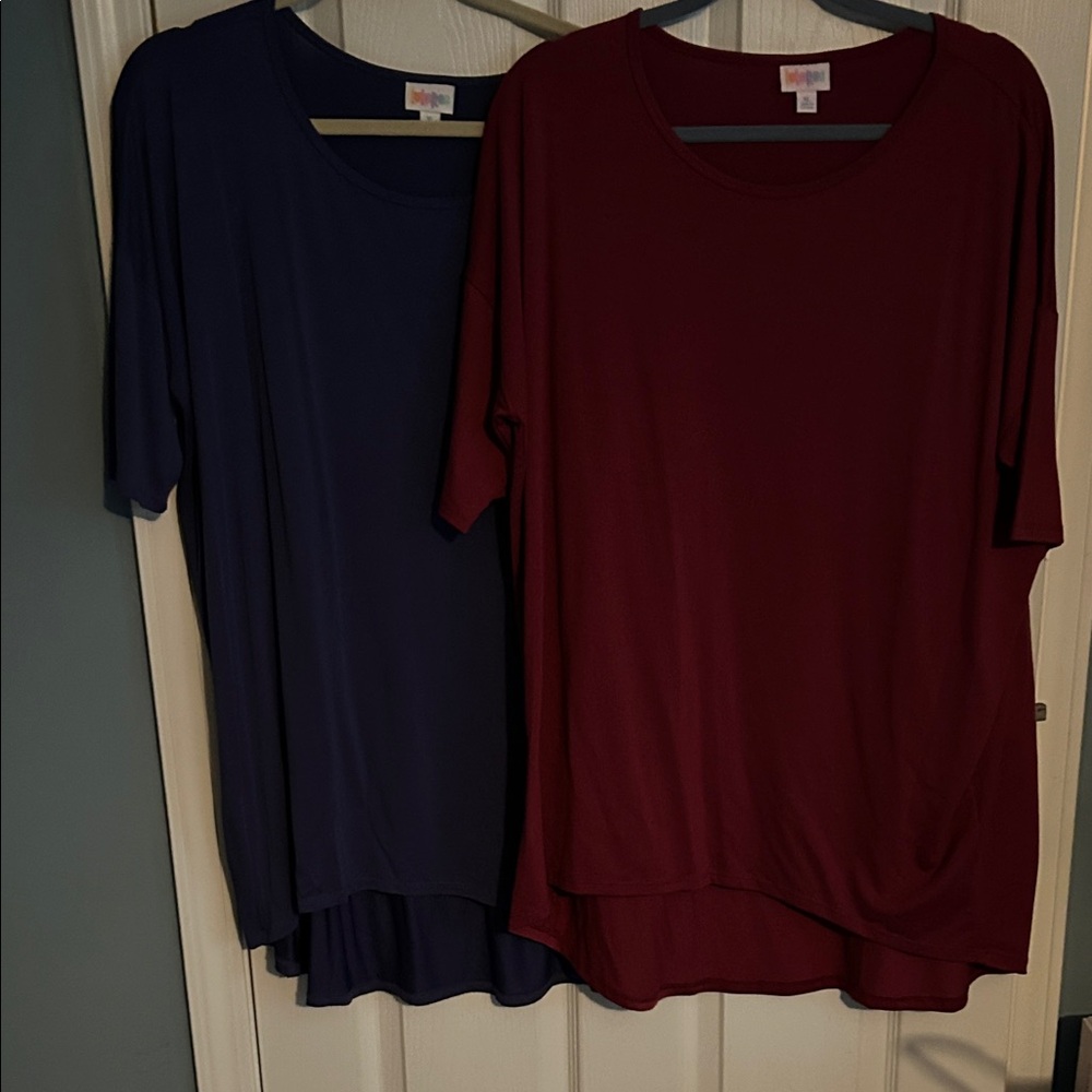 LuLaRoe Short Sleeve Tops in Deep Red and Dark Blue
